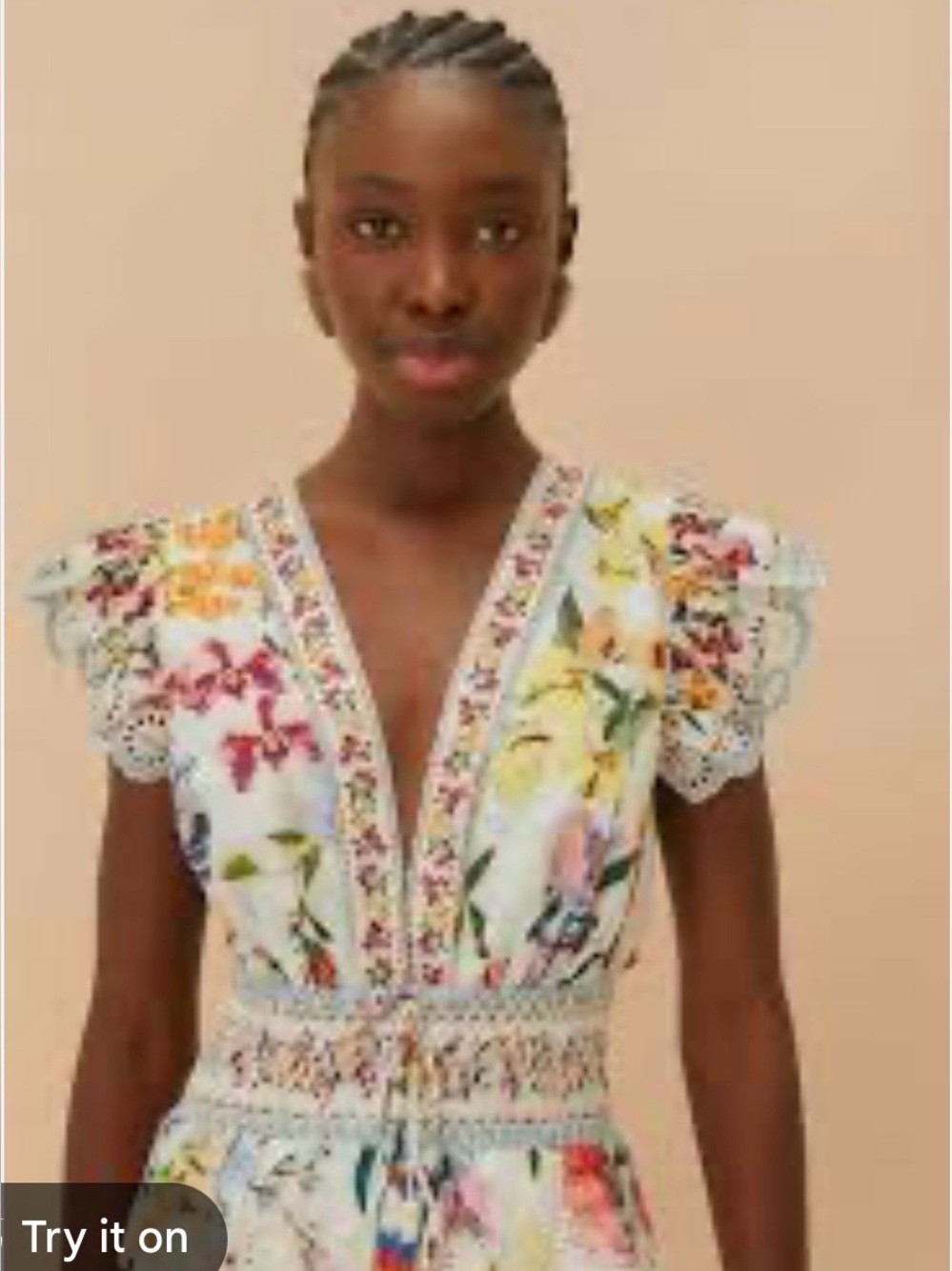 FARM Rio Multi Floral V-Neck Smocked Peplum Blouse - Picture 7 of 10
